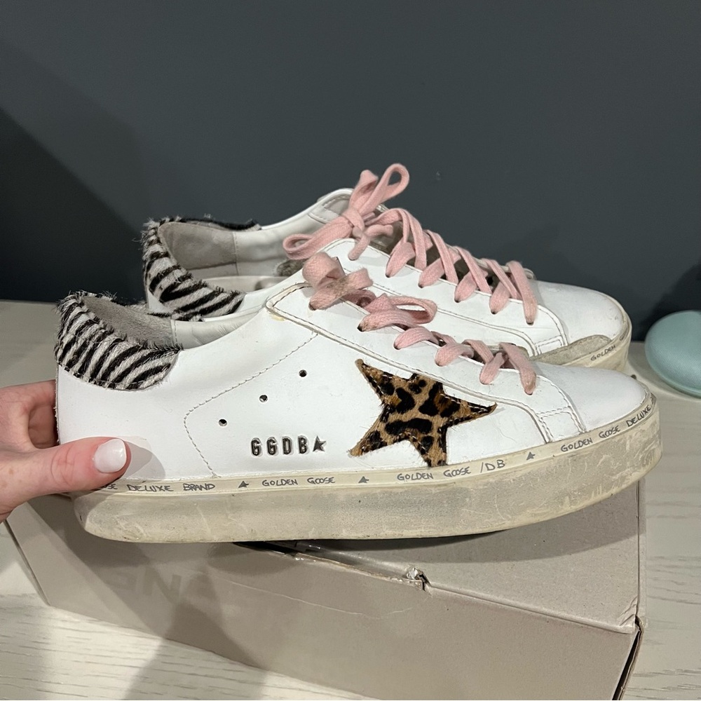 Authentic Golden Gooses 39 zebra print Hi-Stars